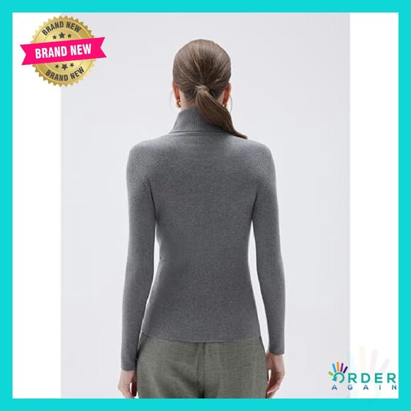 Cashmere Blend Turtleneck Sweater Classic Elegant Minimal Chic Winter Thermal - Picture 6 of 8